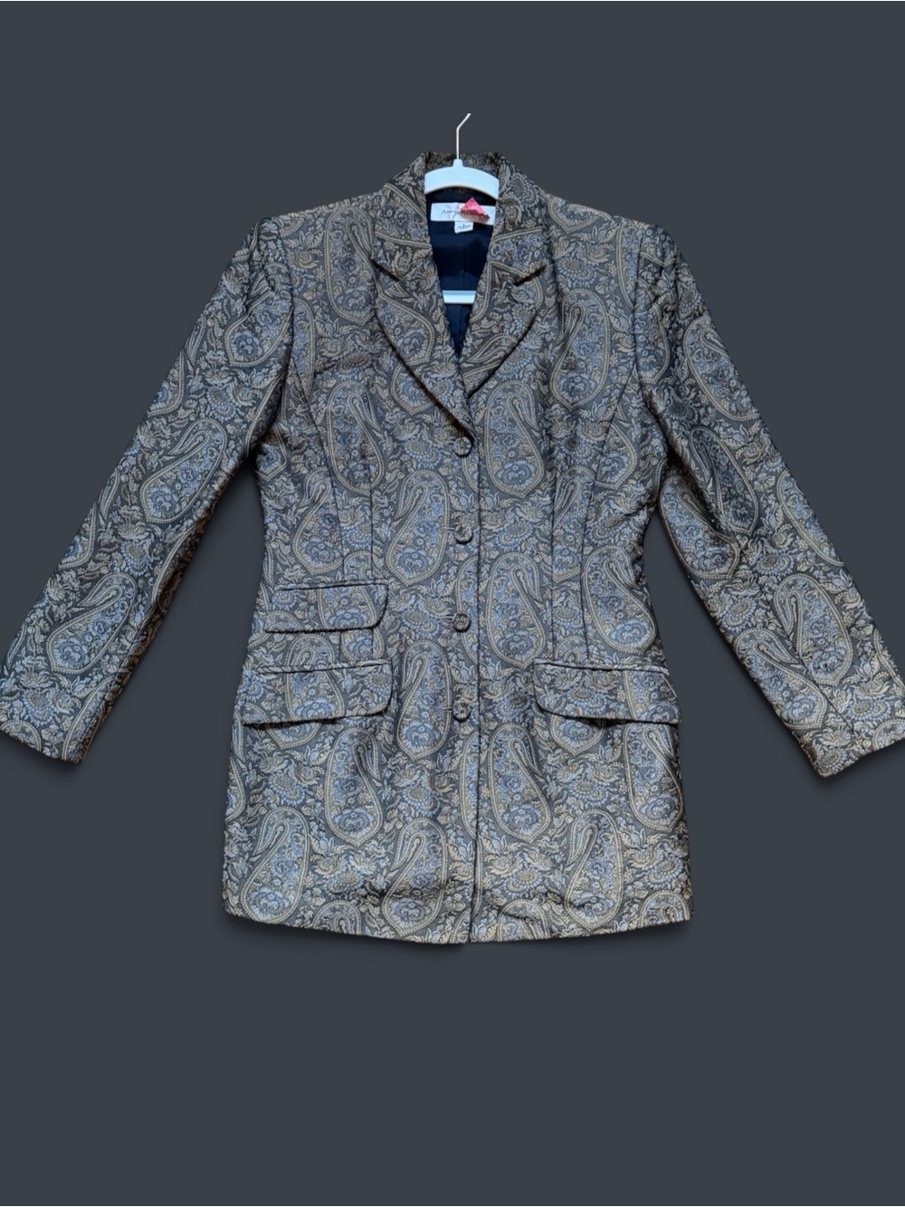 Anne Klein Paisley Blazer in Taupe and Gray